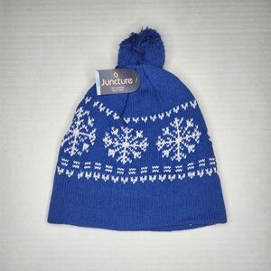 Juncture fleece lined winter hat in blue with white snow flakes ❄️